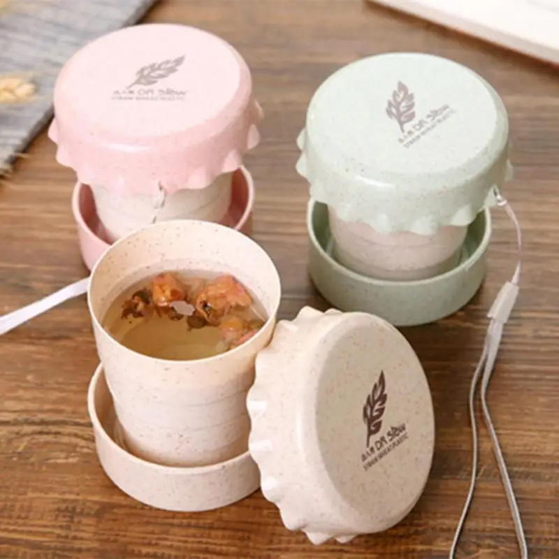 

Multifunction New Environmentally friendly mate Portable Straw Wheat Drinking Collapsible Folding Cup Travel Camping Supply Cups