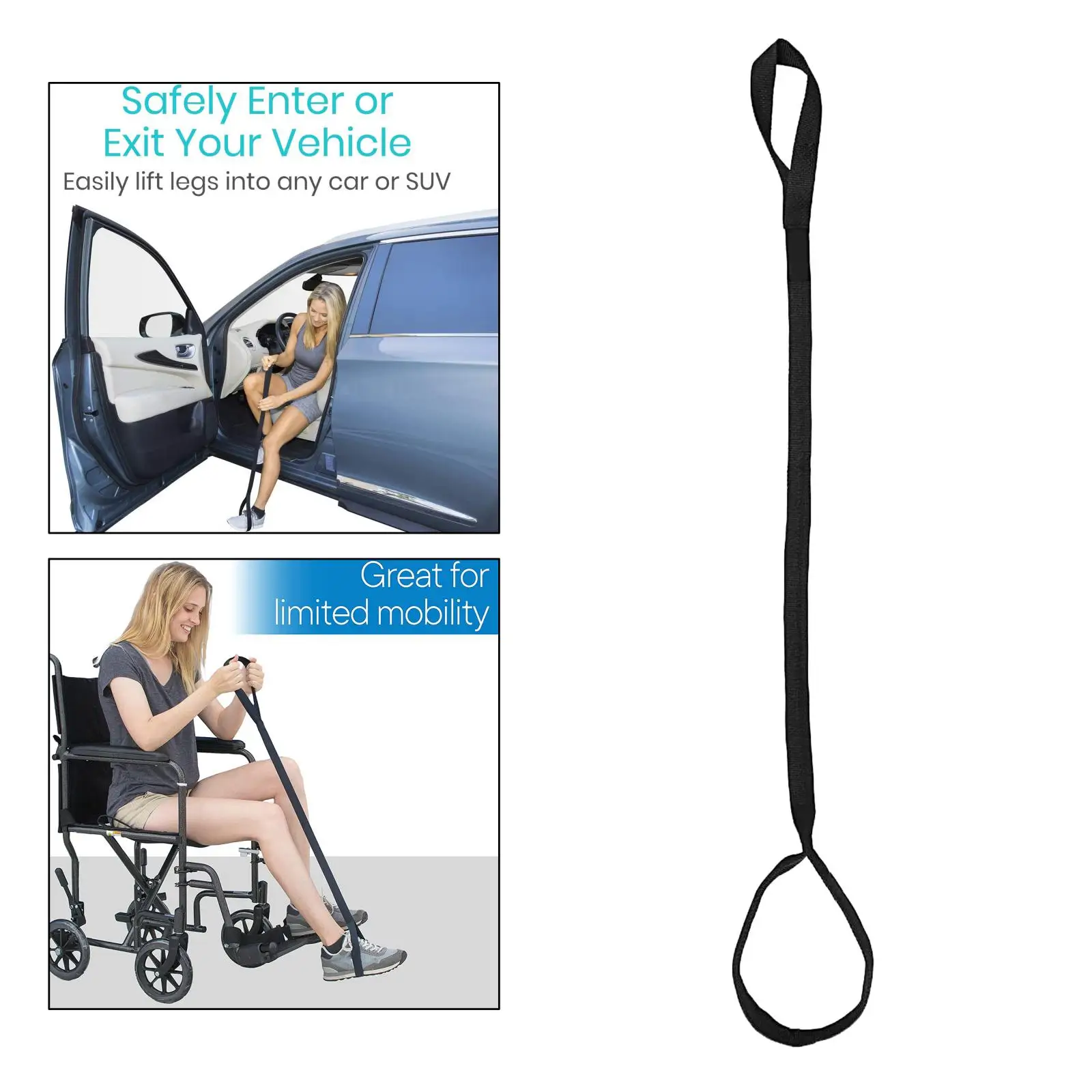 44' Leg Lifter Strap Rigid Foot Lifter&Hand Grip for Adult Elderly Handicap Mobility Aids Equipment Foot Raiser Straps