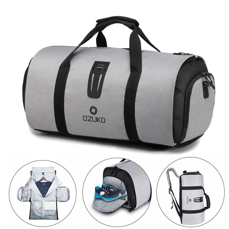 

20-35L Large Capacity Men Gym Bag Multi Function Waterproof Duffel Bag for Trip Suit Storage Hand Luggage Bags with Shoe Pouch
