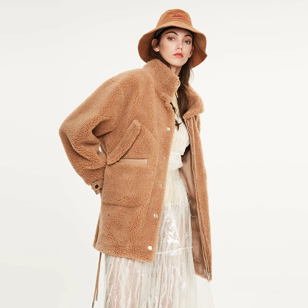 

Jia Zehua 2019 Winter WOMEN'S Dress New Products Teddy Bear Coat Mid-length Loose-Fit Granule Sheep Shearing Warm Jacket