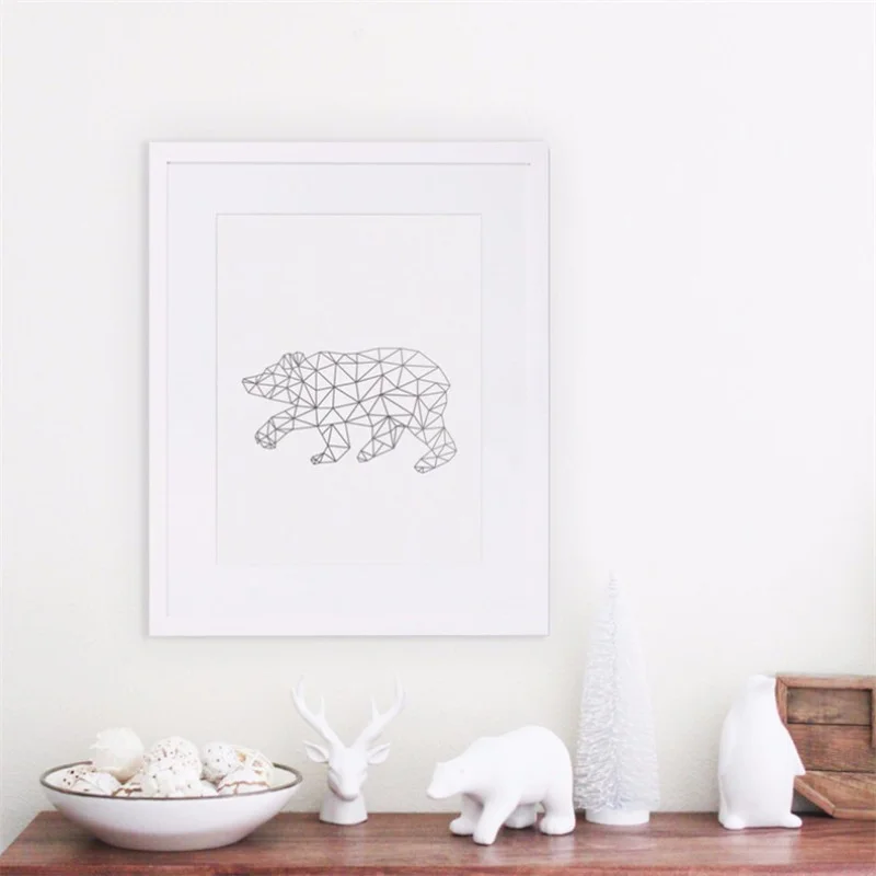 

Animal Line Drawing Wall Art Canvas Painting Bear Pattern For Kids Room Abstract Posters Home Decor