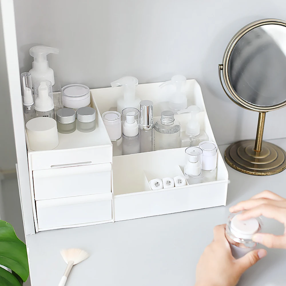 

Plastic Desktop Cosmetic Drawer Makeup Storage Box Jewelry Nail Container Holder Organizer Desktop Sundry Storage Case Boxes