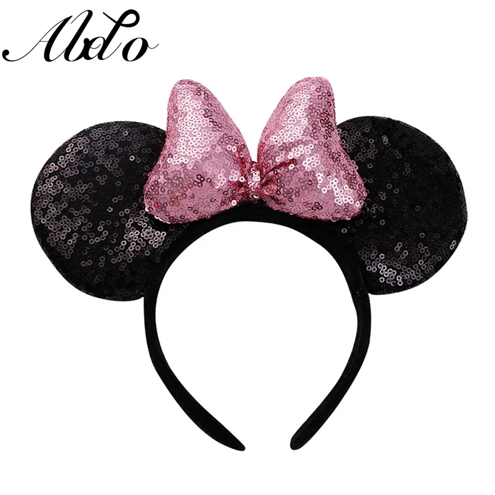 ABDO Hot Sale Big Bow Sequins Children's Hairband Mouse Ears Kids Hairbands For Girls Headwear Photo Shoot Girl Hair Accessories Baby Accessories