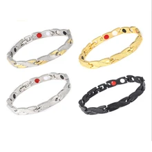 Pulseira magnética de titânio para terapia, bracelete de aço para perda de peso, emagrecimento, para artrite, dor e saúde