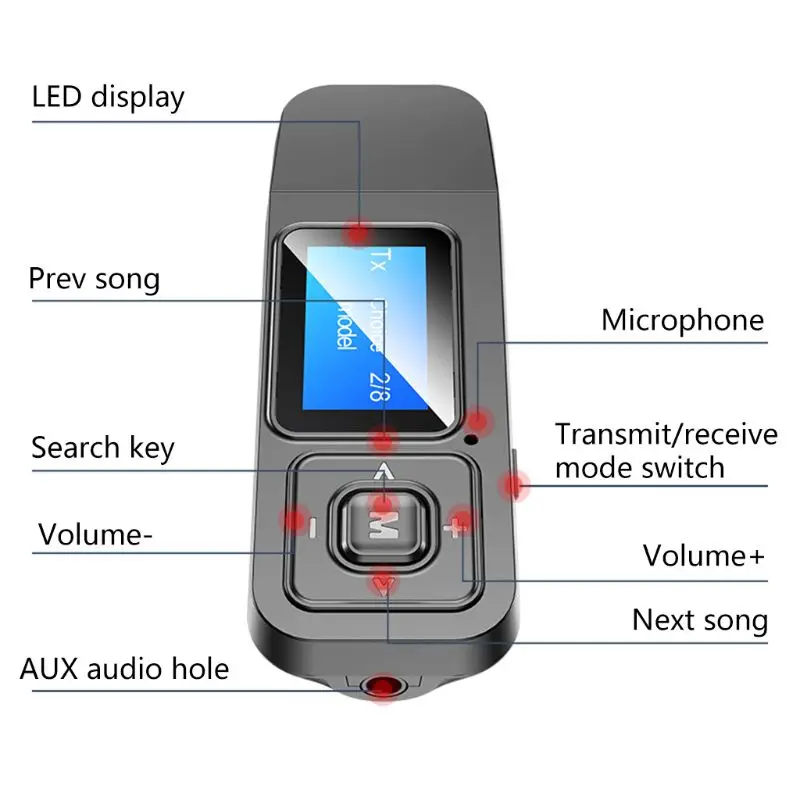 

Bluetooth 5.0 A-udio Transmitter Receiver LCD Display 3.5MM AUX RCA Stereo Adap