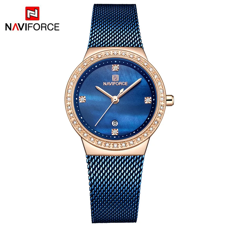 

Naviforce Xiang Nf5005 Women's Business Elegant Diamond Set Quartz Watch Mesh Belt Ultra-Thin Watch Small Dial Watch