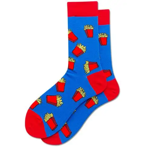 New Women Creative Cartoon Dessert Food Pattern Breathable Sweat-Absorbing Deodorant Cotton Middle Tube Socks Couple k2769 - Цвет: 4
