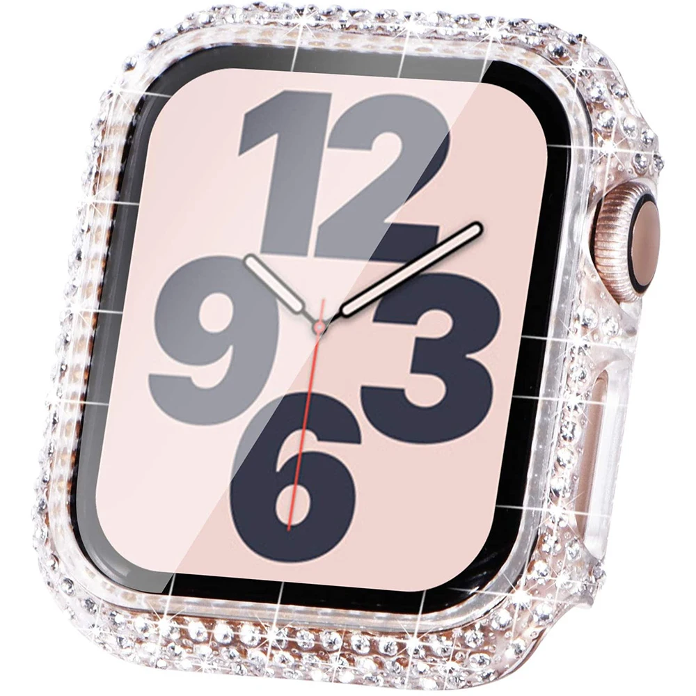 Diamond Protective Cover for Apple Watch 6 5 4 40mm 44mm Bumper Case For  iWatch Series
