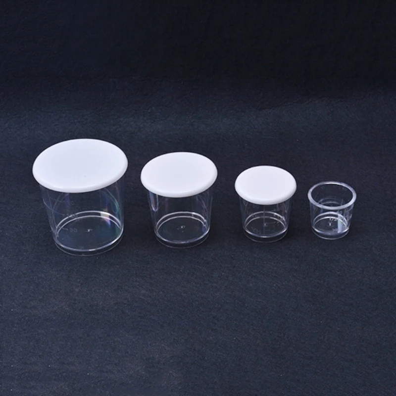4pcs/set Fishing Bait Measuring Cup Set Fishing Bait Boxes Scale Cup With Lid Transparent Drop-proof Pressure-proof Bait Cup