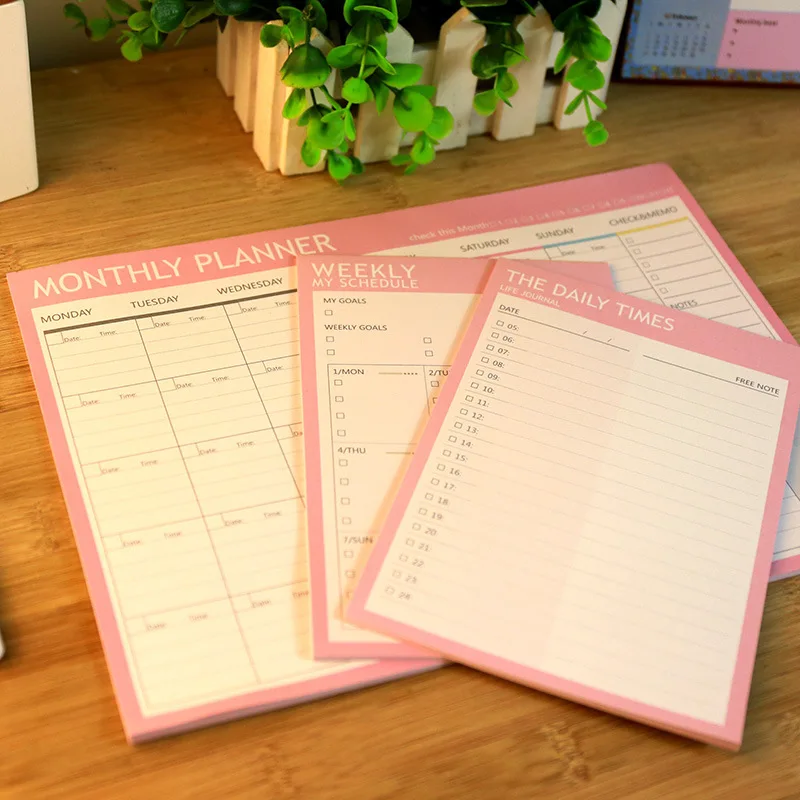 

Pink Weekly Plan Memo Pad 40P DIY Undated Week Daily Check List 187mm*126mm