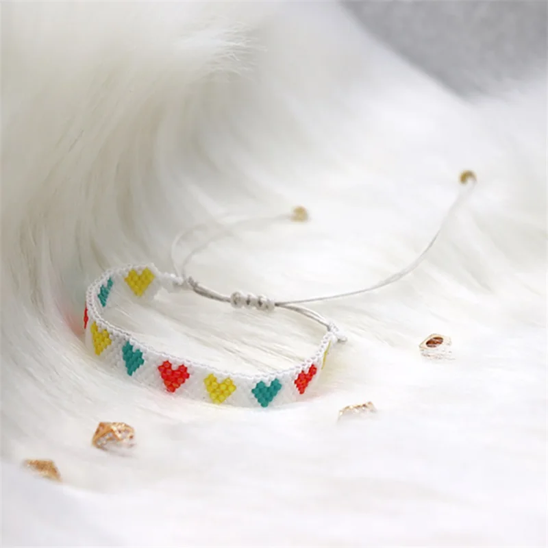 Zircon Bracelet For Women ZHONGVI Miyuki Weaving Heart Adjustable Jewelry Friendship Boho Colorful Gift