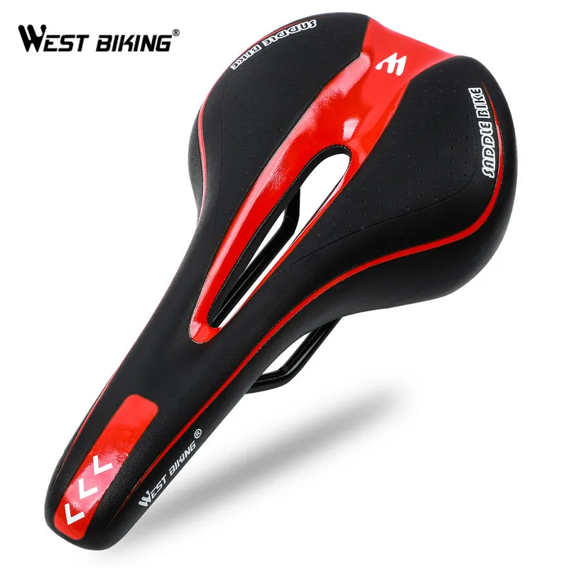 Велосипедное седло WEST BIKING удобное Силиконовое нескользящее кожаное для горного