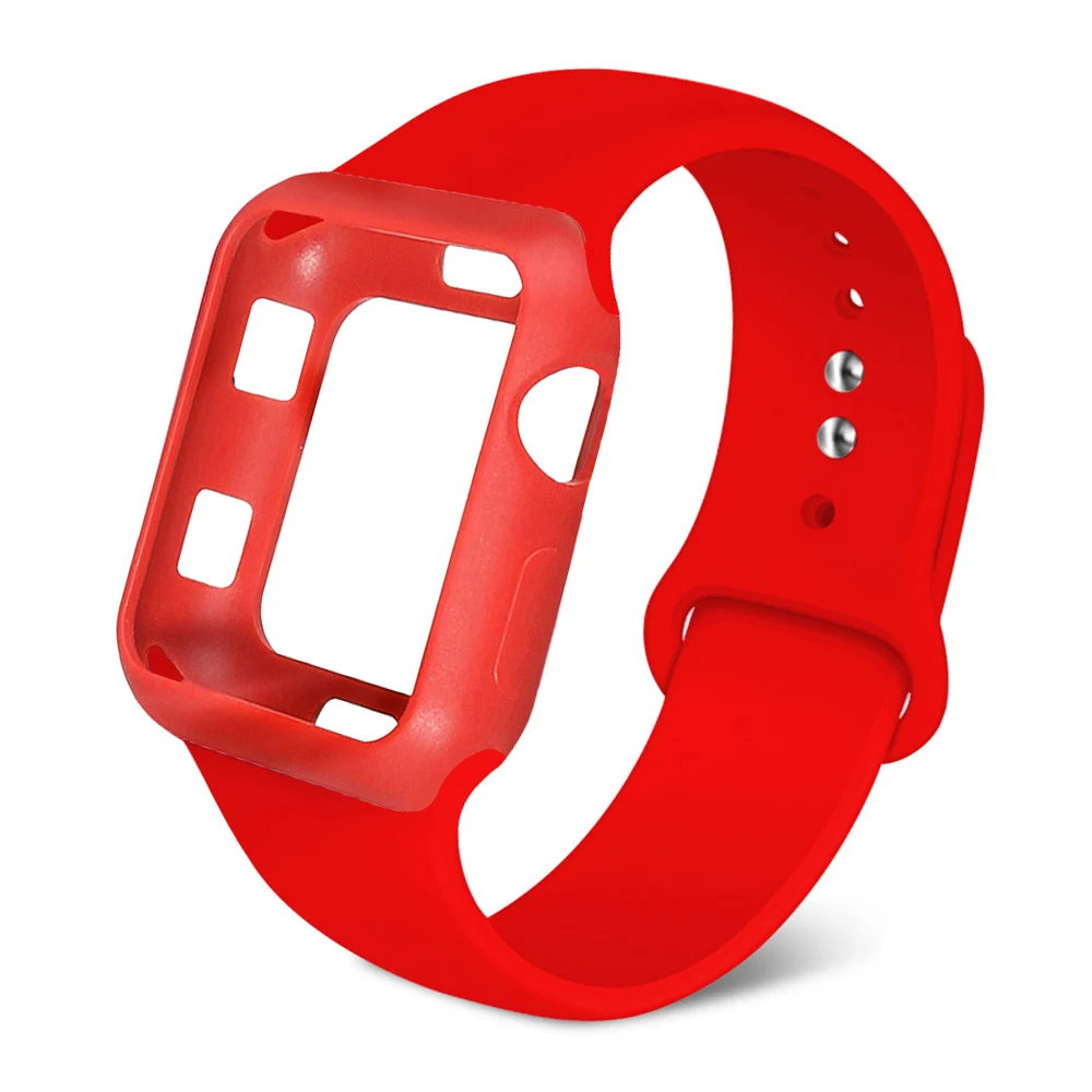MU SEN Спорт Силиконовый ремешок для apple watch серии 4/3/2/1 заменить браслет для наручных часов Watchstrap для apple watch 42mm 38 мм - Цвет ремешка: Grand Red