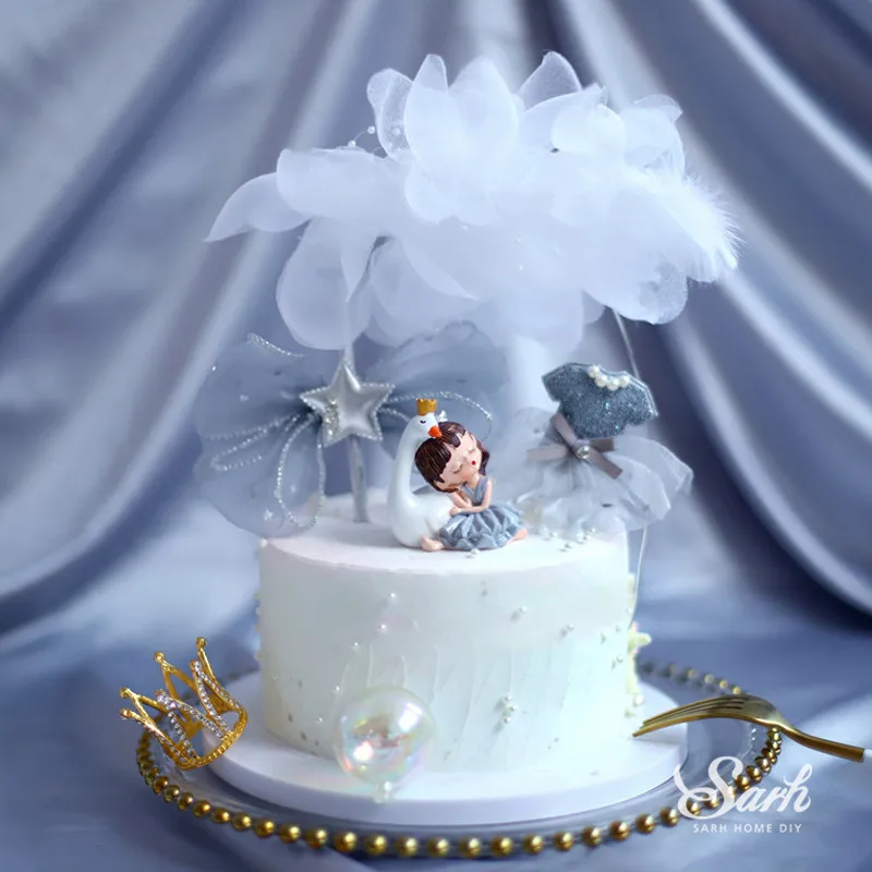 Лебедь Спящая девушка лук вязаная юбка торт Топпер золото Daimond корона для принадлежности для дня рождения свадьбы Вечерние Декор выпечки приятные подарки