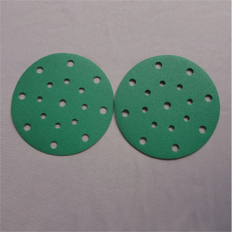 POLIWELL 10PCS 6 Inch Wet Dry Sanding Discs 9/15/17 Hole 60-800 Grit Hook&Loop PET Film Green Sandpaper for Festool Sanding Pad - Цвет: 17 Holes