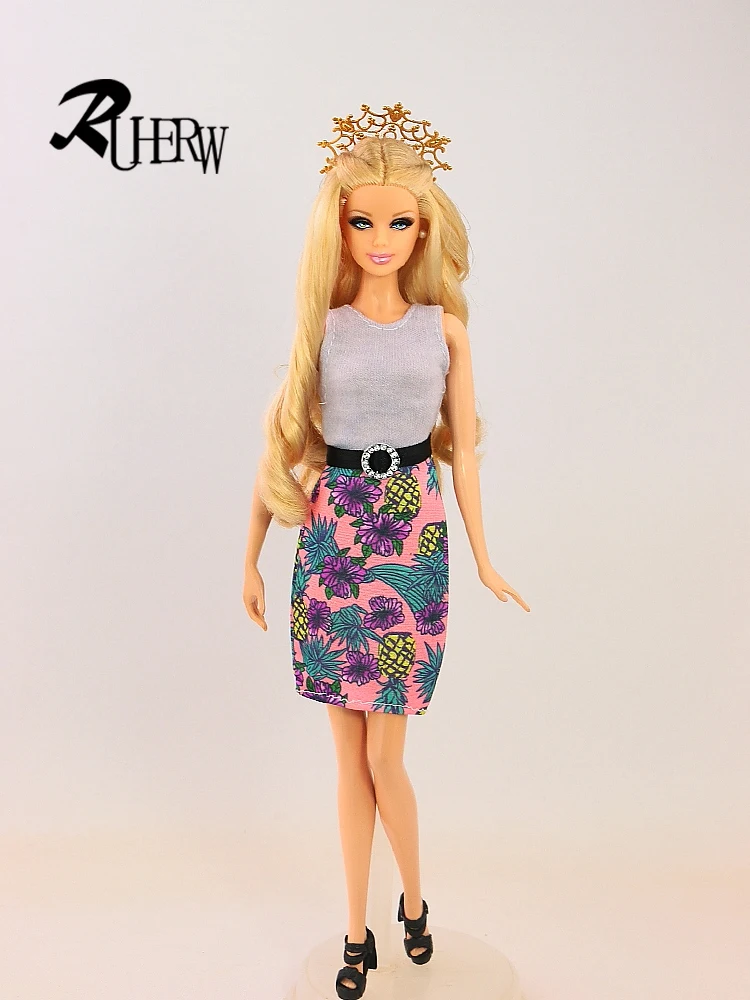 1 conjunto de moda boneca vestido pontos imprimir roupa casual festa vestir  elegante saia superior roupas para barbie boneca acessórios menina crianças  brinquedo - AliExpress
