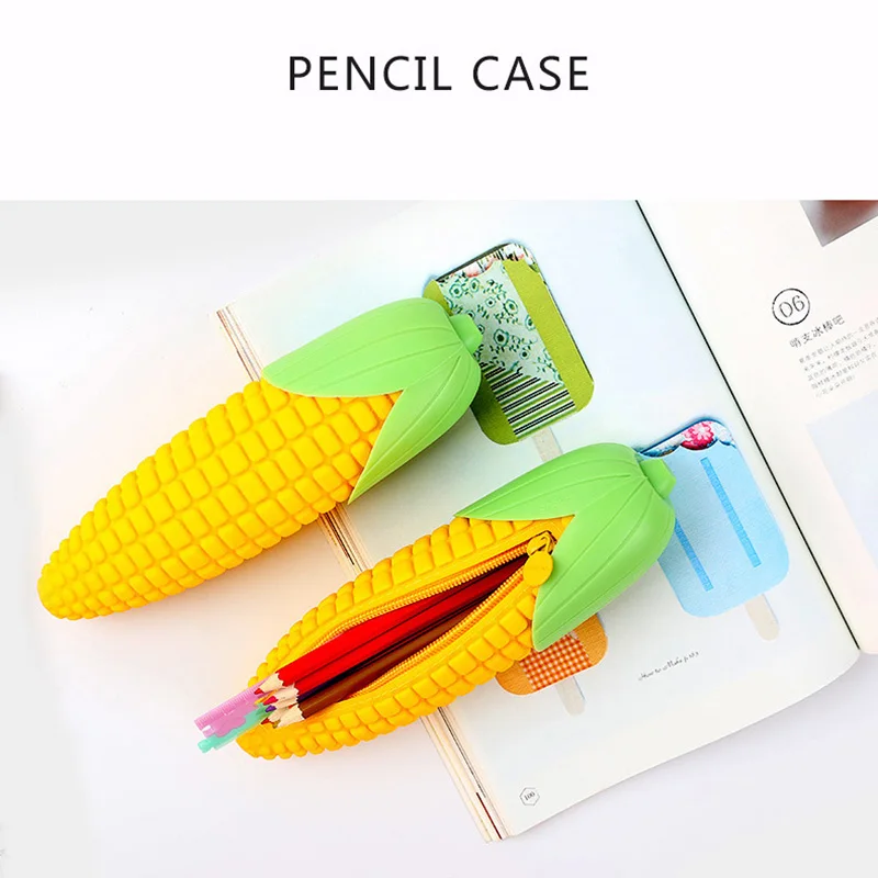 Cute Coin Purse Banana Pencil Case Kawaii Bag Silicone Purse Funny Purses For Kids Yellow Corn Coin Bags For Children (13)