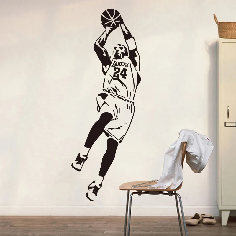 Modern Large Kobe Basketball Player Bryant 24 8 Wall Sticker Bedroom Boy Room Athlete Basketball Sport Wall Decal Vinyl Decor (1)