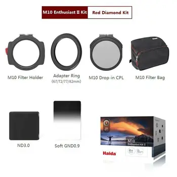 

Optical glass 100mm system filter Kit Red Diamond Enthusiast II Kit with M10 Hoder adapter & drop-in CPL nd1000 soft gnd8 filter