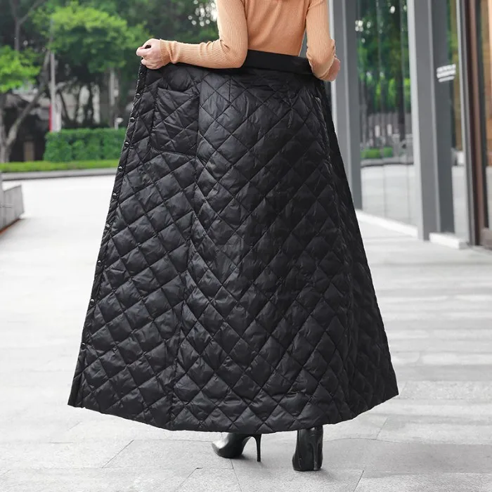 black Down cotton plus size vintage high waist clothes autumn winter casual maxi long skirts womens skirt women streetwear