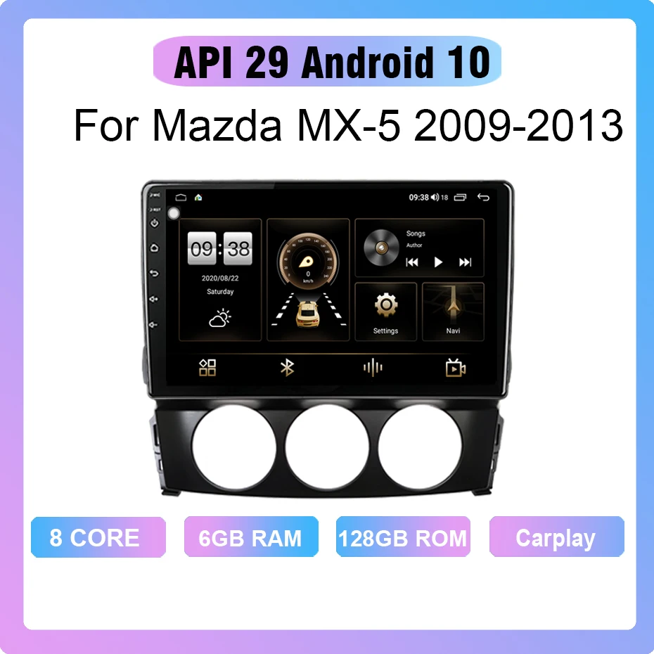

COHO For 2009 Mazda MX-5 2009-2013 Android 10 AI Voice 8 Core 6+128G Gps WiFi 4G Radio Android Car Multimedia Player Cooling fan