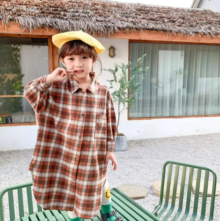 Клетчатое платье в Корейском стиле для девочек модные весенние платья для девочек 2-7 лет, HJ528