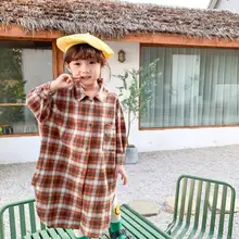 Клетчатое платье в Корейском стиле для девочек модные весенние платья для девочек 2-7 лет, HJ528