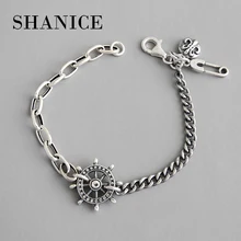 SHANICE стерлингового серебра 925 браслет для женщин руль контактный браслет со скрещивающимися цепочками Серебряная цепочка очаровательные ювелирные изделия для тела Вечерние подарки