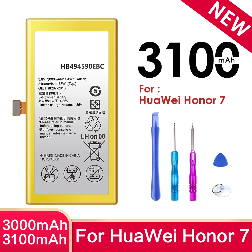 HB494590EBC Battery For Huawei Honor 7 Honor7 Mobile Phone Batteries High Quality Capacity Lithium Polymer Replacement Bateria | Мобильные