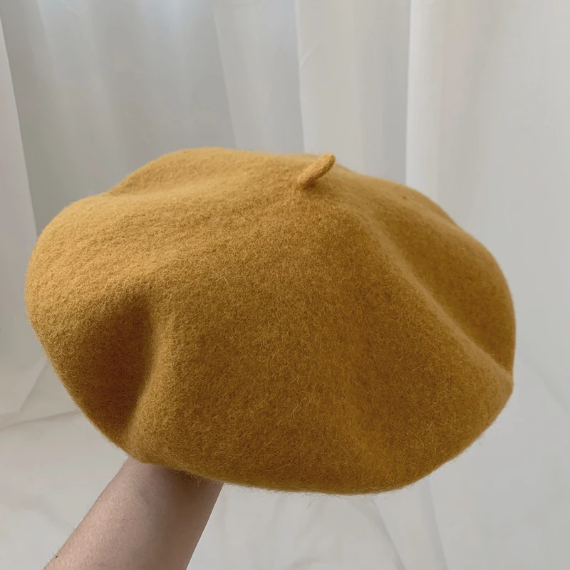 Luna&Dolphin Women 90%Wool Mushroom Rimi Blue Berets Autumn Winter Deep Eaves Knitting Artist Cap Painter Beanie Hat Sweet Color Luna&Dolphin Women 90%Wool Mushroom Rimi Blue Berets Autumn Winter Deep Eaves Knitting Artist Cap Painter Beanie Hat Sweet Color