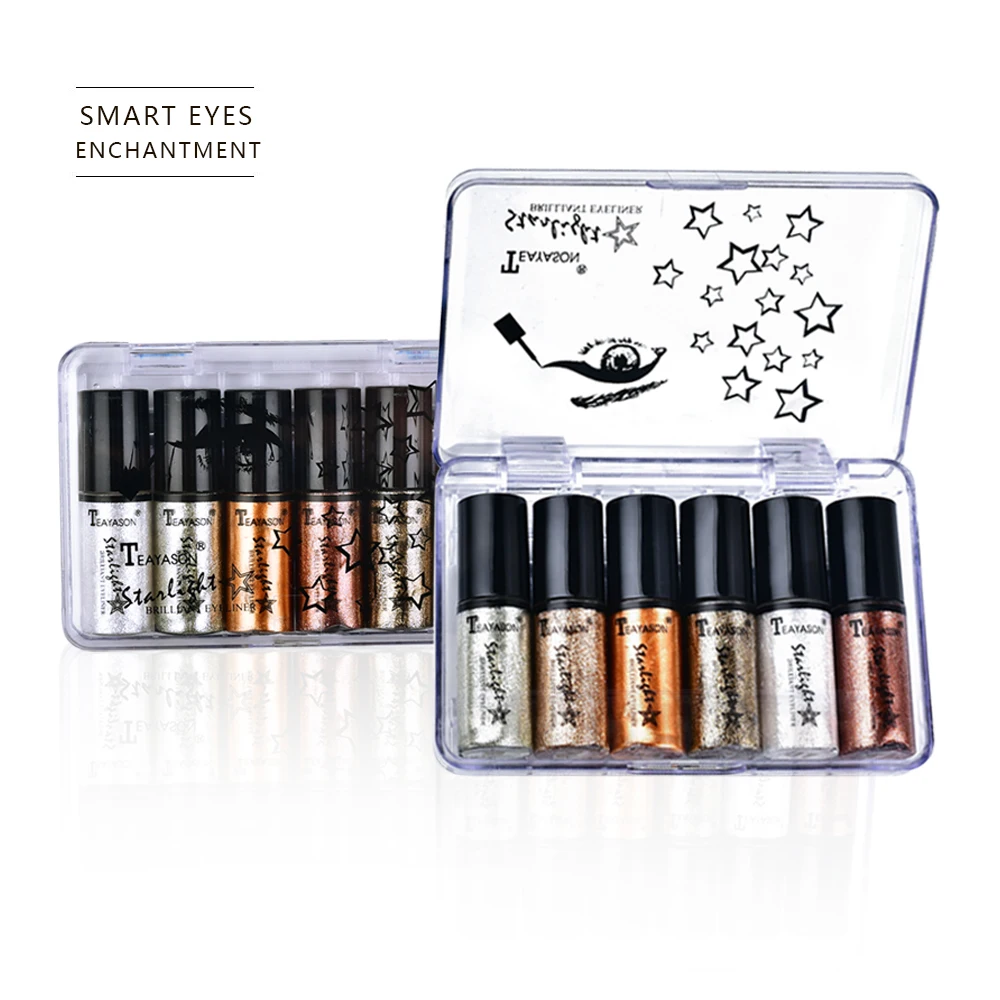 6PCS/SET diamond glitter eyeliner colorful sliver gold brown pigment waterproof long lasting starry sky liquid eyeliner AM107 6PCS/SET diamond glitter eyeliner colorful sliver gold brown pigment waterproof long lasting starry sky liquid eyeliner AM107