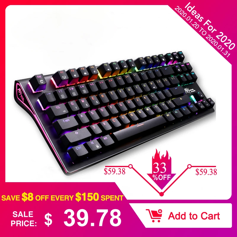  Royal Kludge RK G-87 87keys Wireless bluetooth 3.0 USB Wired Dual Mode Mechanical Gaming Keyboard B