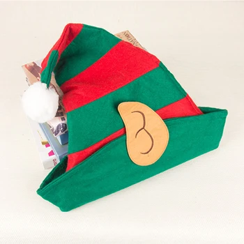 

Elves Halloween Christmas Hat Christmas Elf Joker Hat Ears Red Green Striped Cap Christmas Party Decoration Halloween Child gift