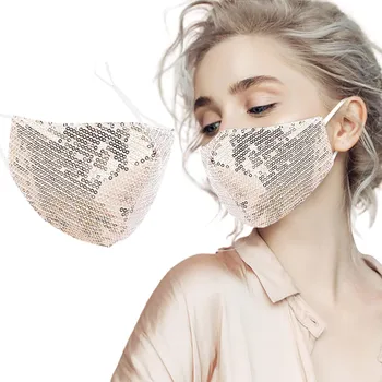 

2pc Sequins Mouth Masks Cotton Protection Facemask Washable Earloop Mouth Cover Mascarillad Reutilizables Adults Masque Маска