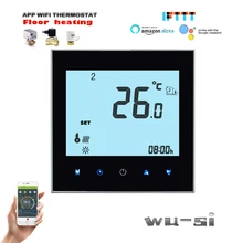 TUYA 24VAC 95-240VAC теплый пол wifi термостат с программированием для работы с Alexa Google home