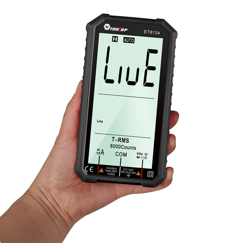 TOOLTOP Digital Multimeter 4.7" LCD Display AC Direct Current Voltage DC Current Capacitance Resistance Temp Measuring Tools