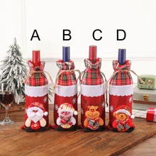 Крышка для бутылки с красным вином, сумки для украшения дома, вечерние, Санта Клаус, Рождественская упаковка, Рождественское украшение, F910