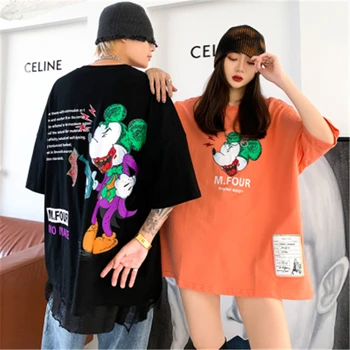 

Hip Hop Oversize Men&Women 100% Cotton Tshirts Tops Tees Cartoon Cute Print High Street Women T-Shirts Punk Camisetas Hombre