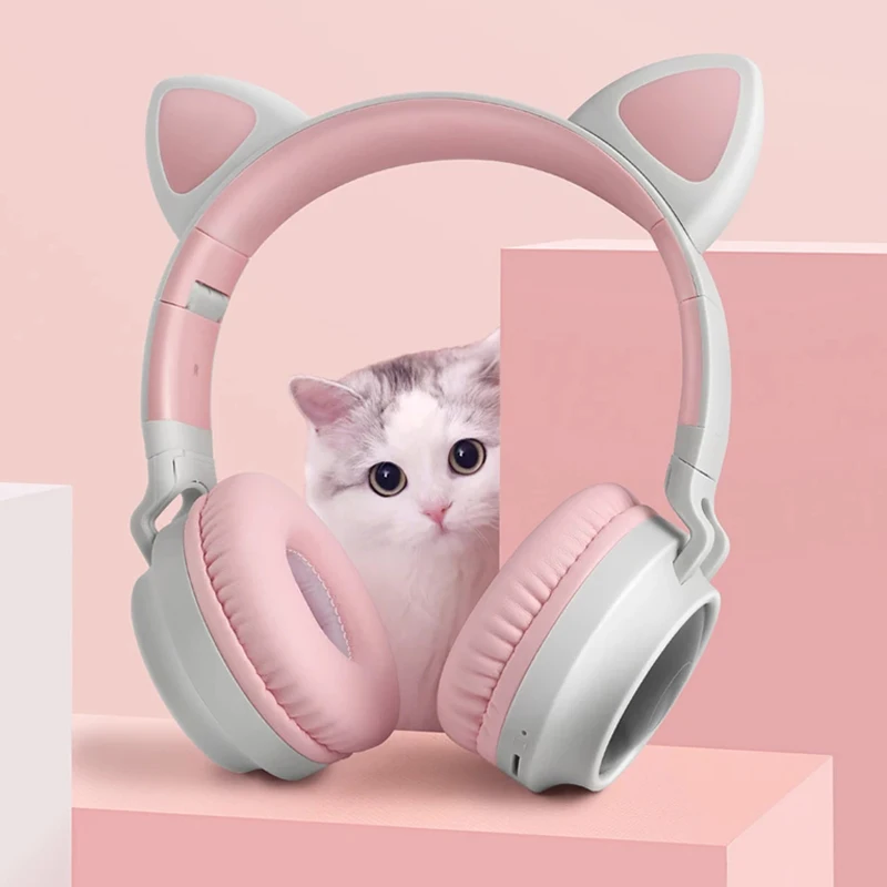 New Arrival LED Cat Ear Noise Cancelling Headphones Bluetooth 5.0 Young People Kids Headset Support TF Card 3.5mm Plug With Mic |