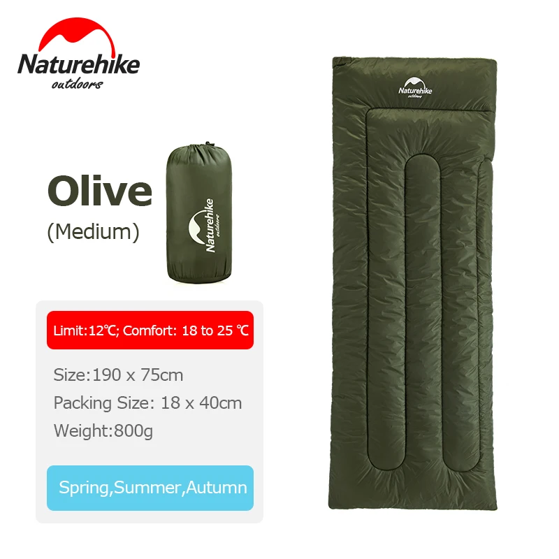 Naturehike NH19S015-D взрослые компактный хлопок 3 сезона туфли лодочки на шпильке конверт спальный мешок для располагаться лагерем перемещения Пеший Туризм альпинизмом - Цвет: M Size Olive