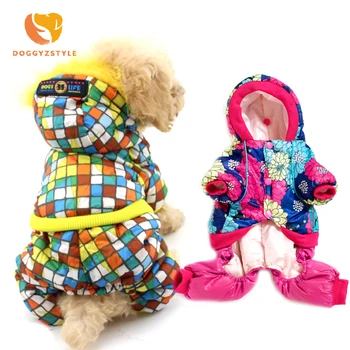 

New Rose Flower Brand Puppy Dog Jumpsuit for small Chihuahua Teddy Toy Poodle Yorkshire Winter Warm Pet Dog Tracksuits Clothes