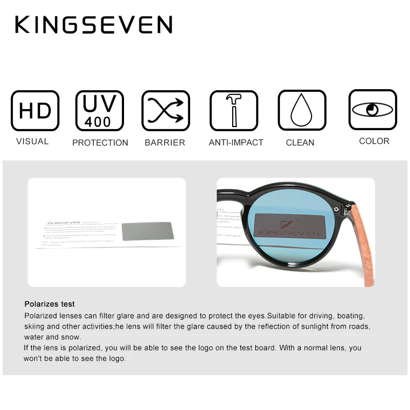 Оригинальные мужские поляризованные очки KINGSEVEN Bubinga с логотипом на заказ