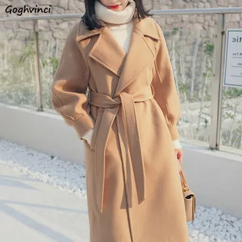 

Wool Women Harajuku Solid Plus Size All Match Ladies Korean Coat Elegant Womens Coats Winter Clothes Females Casual Hot Sale