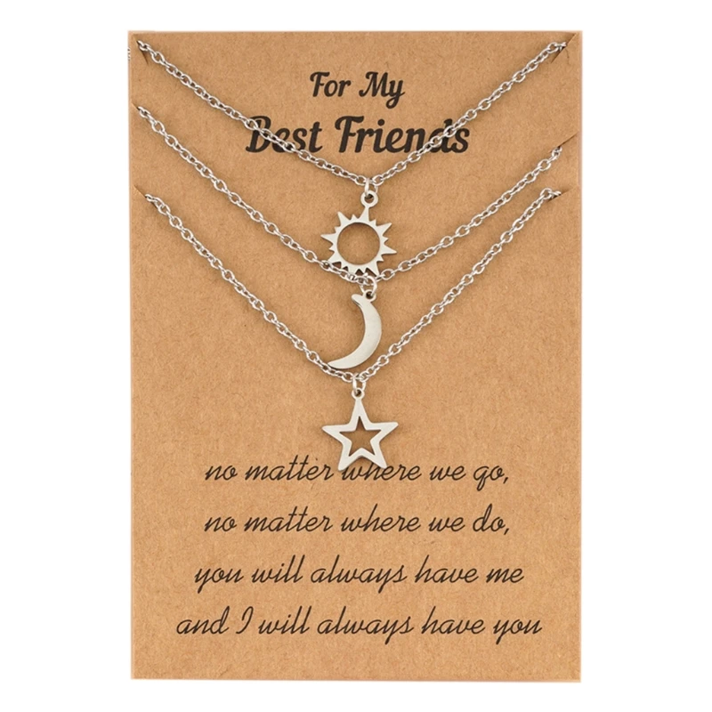 Sun Moon Star Pendant Necklace 