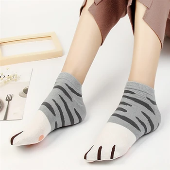 

New Autumn Cotton Jacquard kawaii Cats Paw Socks Woman Girls Lovely Cartoon Animal Ankle Sock Ukraine Funny Striped Short Socks
