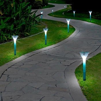 

Uonlytech 2pcs Outdoor Solar Power Lawn Lamp Outdoor Garden Spot Lamp Pin Light Flower Shape Design (Blue)