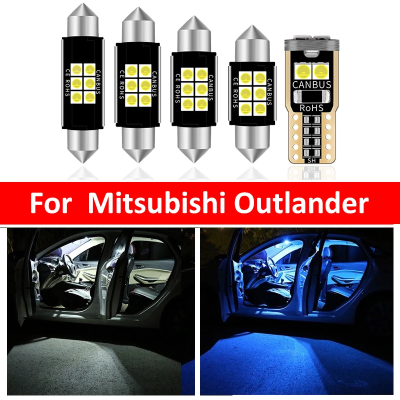 

11Pcs Car White Interior LED Light Bulbs Package Kit For 2006-2010 2012 Mitsubishi Outlander Map Dome Trunk Lamp Iceblue