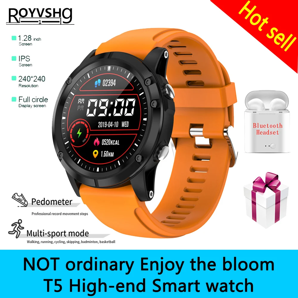 T5 SmartWatch Man IP67 Waterproof Heart Rate Blood Oxygen Monitor Long