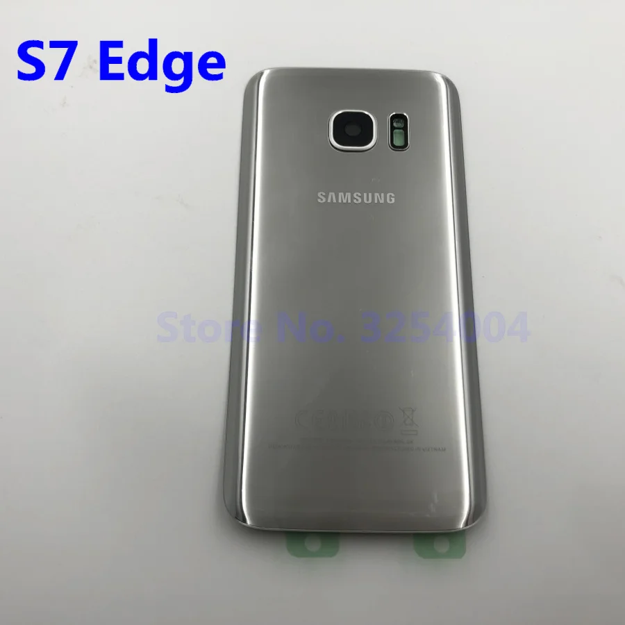 Заднее стекло для samsung Galaxy S7 Edge G935F G935 G930f SM-G935F задняя крышка батарейного отсека Корпус s7 Замена+ стекло для камеры - Цвет: S7 Edge Silver