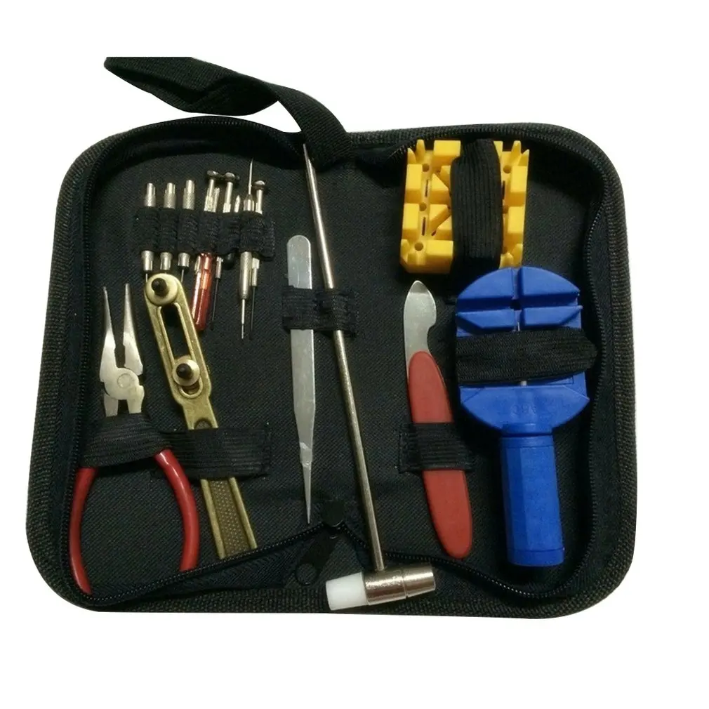 

16Pcs Watch Repair Tool Kit Watchmaker Back Case Remover Opener Spring Pin Bar Portable Durable Black
